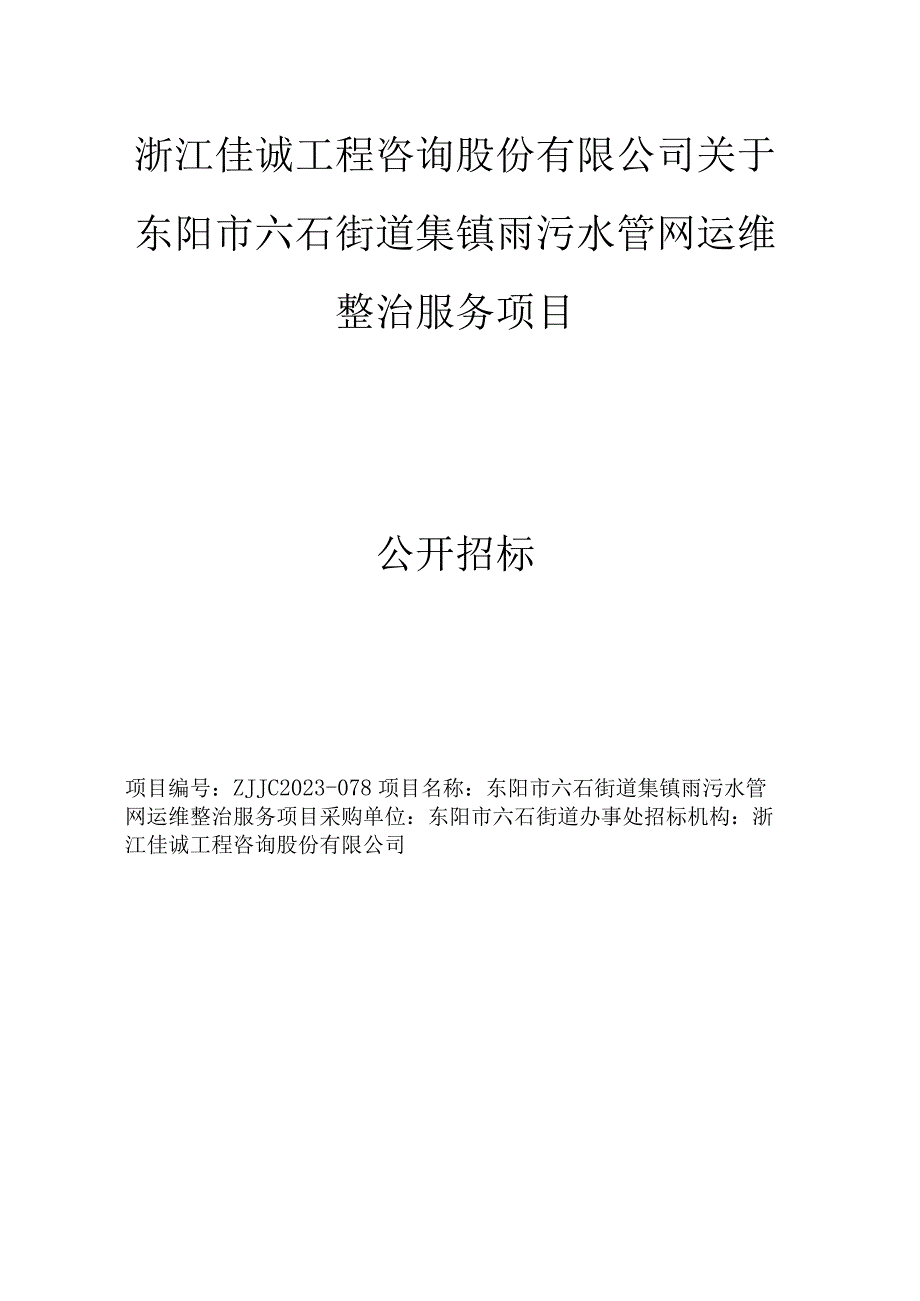 集镇雨污水管网运维整治服务项目招标文件.docx_第1页