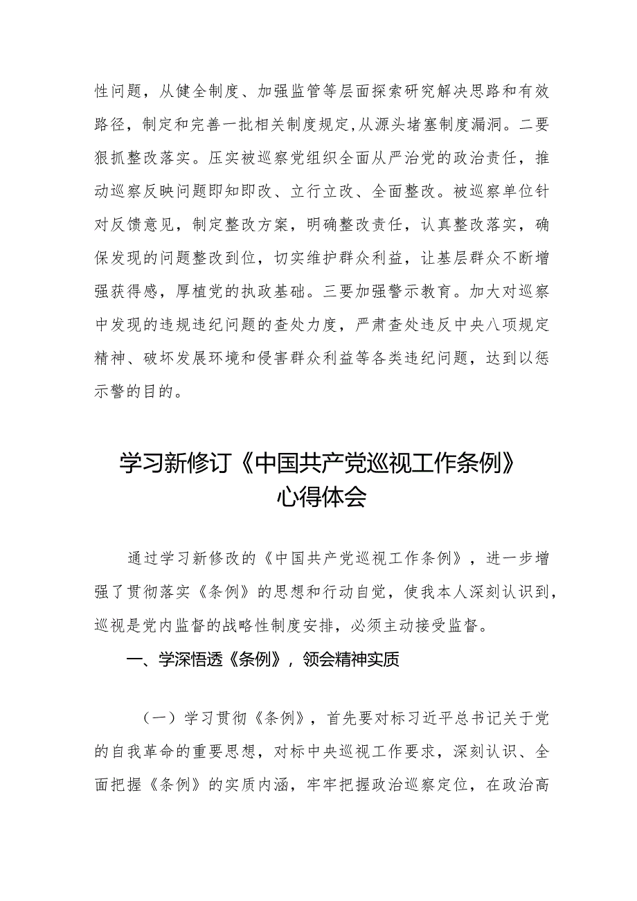 学习新修订《中国共产党巡视工作条例》心得体会交流发言十八篇.docx_第3页