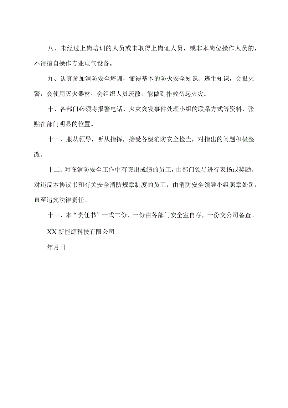 XX新能源科技有限公司2023年消防安全责任书（2023年）.docx_第2页