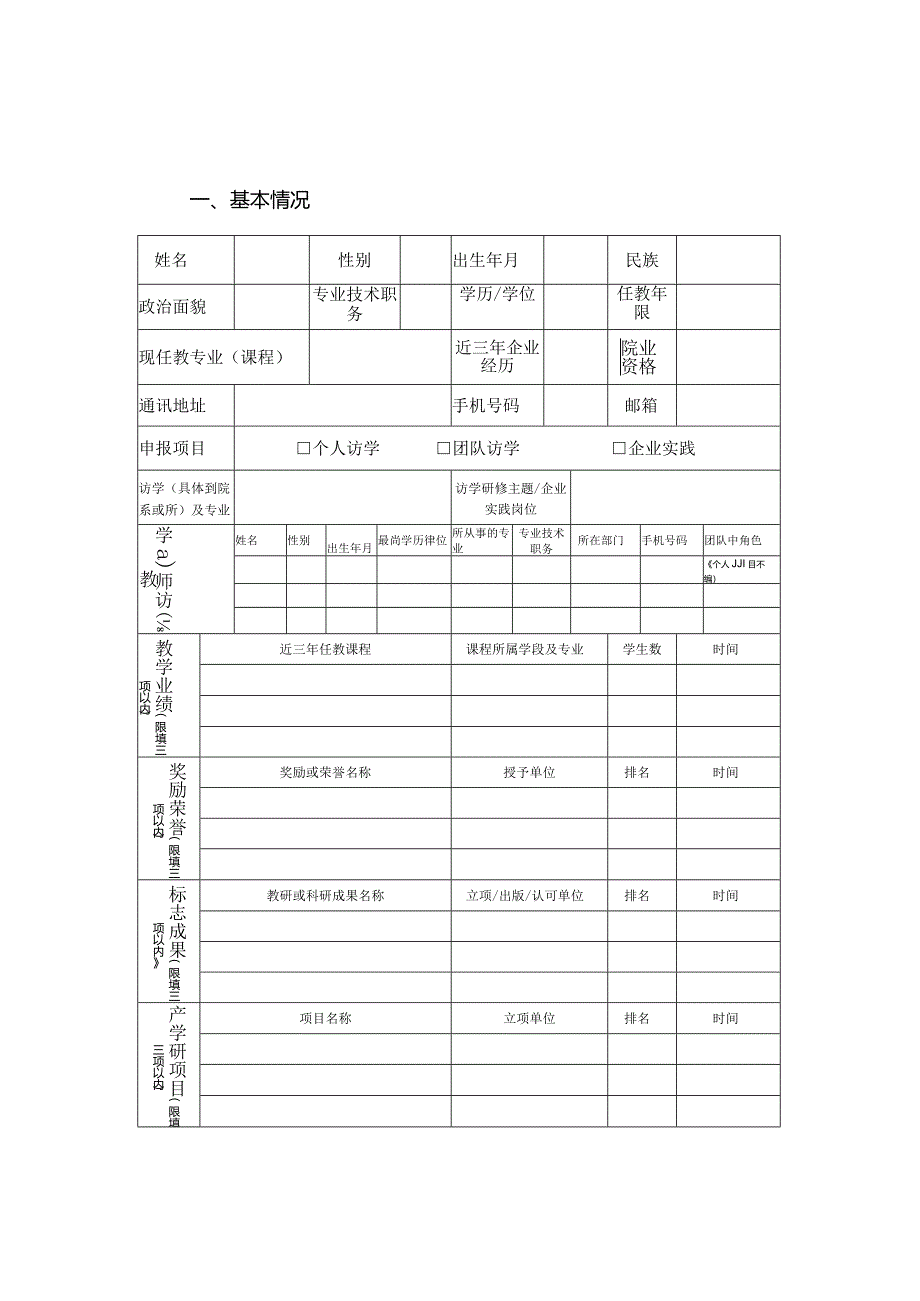 江苏省职业院校教师访学研修（企业实践）项目申请表.docx_第3页