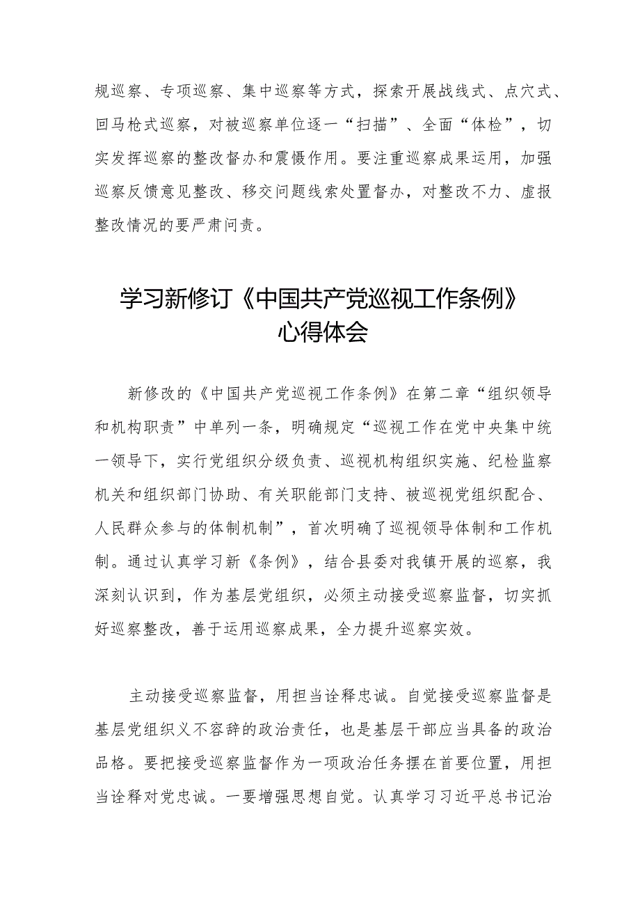 关于2024年新修订《中国共产党巡视工作条例》的心得体会十八篇.docx_第3页