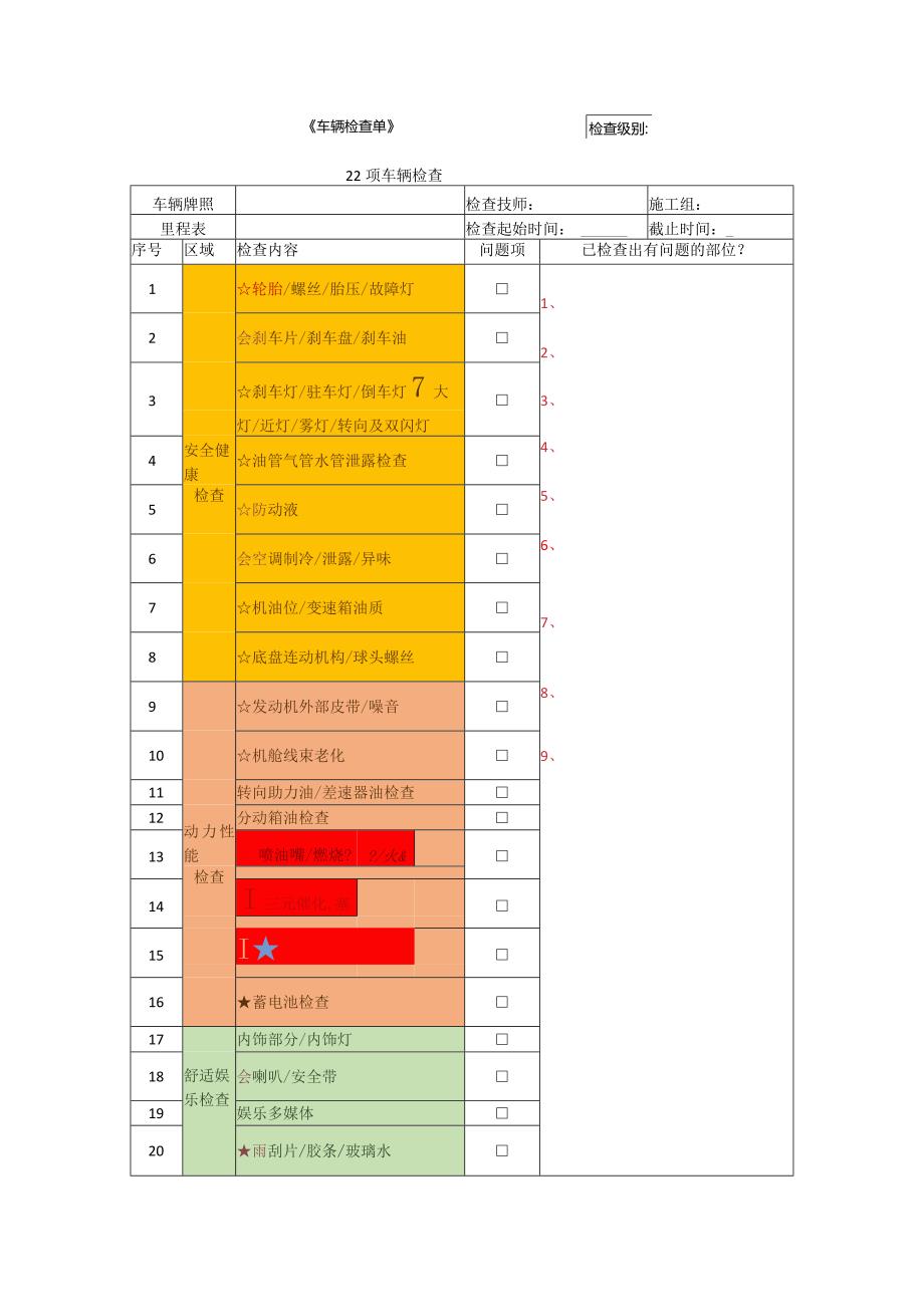 车辆检查单.docx_第1页