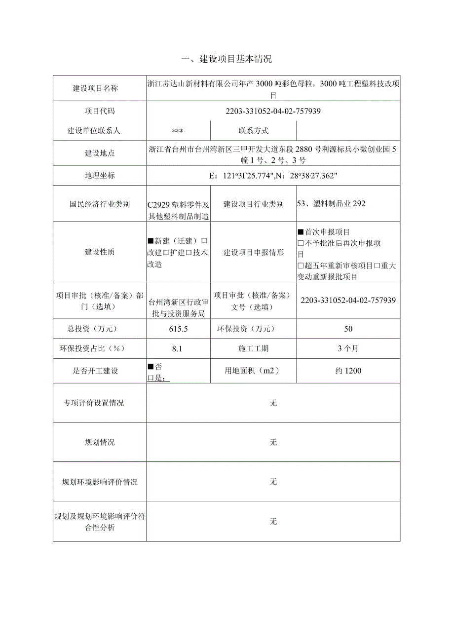 浙江苏达山新材料有限公司年产3000吨彩色母粒3000吨工程塑料技改项目环评报告.docx_第3页