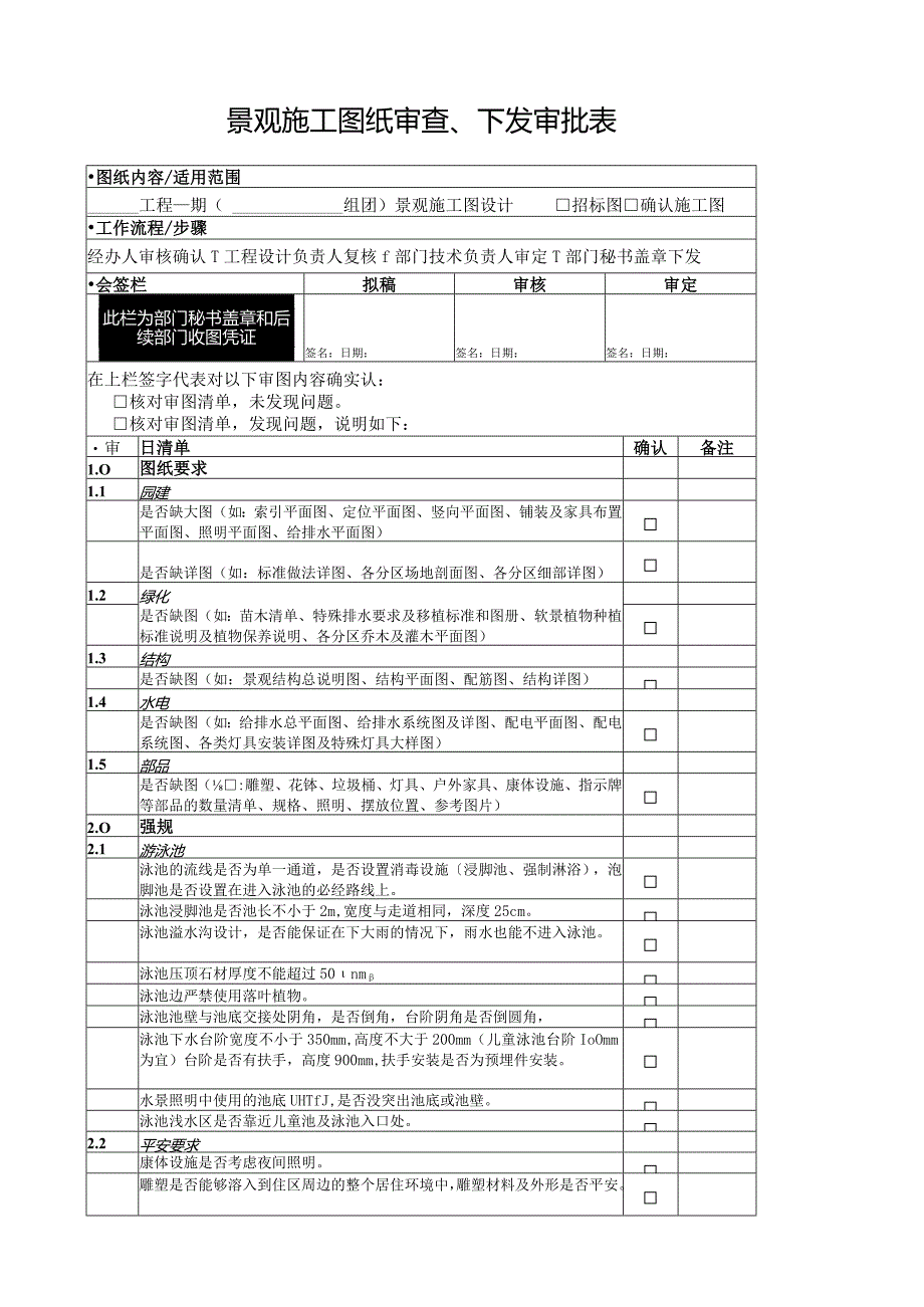 景观施工设计图纸审查下发审批表.docx_第1页