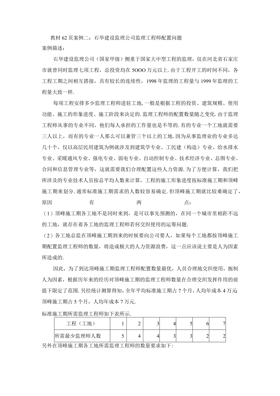 石华建设监理公司监理工程技术人员配置问题.docx_第1页