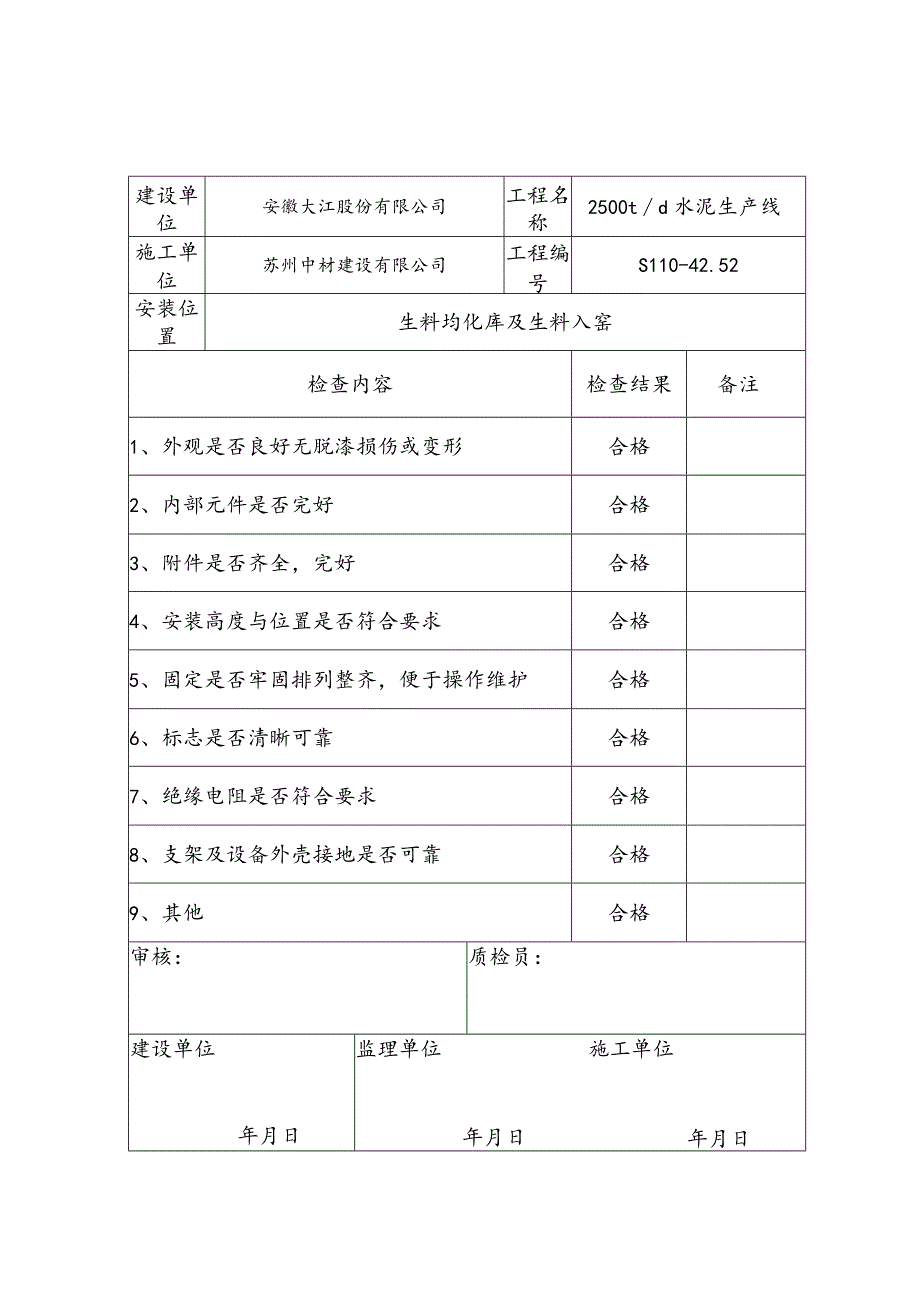 水泥厂低压电器安装检查记录.docx_第1页