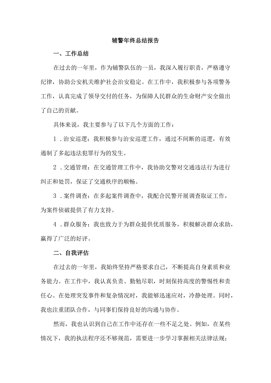 辅警年终总结报告.docx_第1页