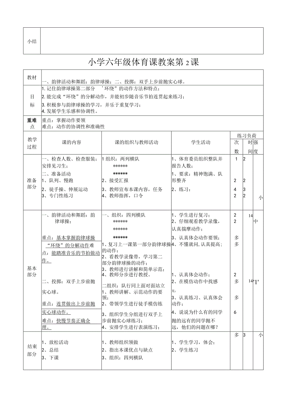 （全册）教案-人教版六年级下册体育.docx_第2页