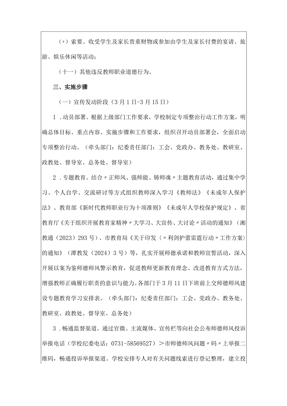 2024年学校师德师风建设重点问题专项整治工作方案.docx_第3页