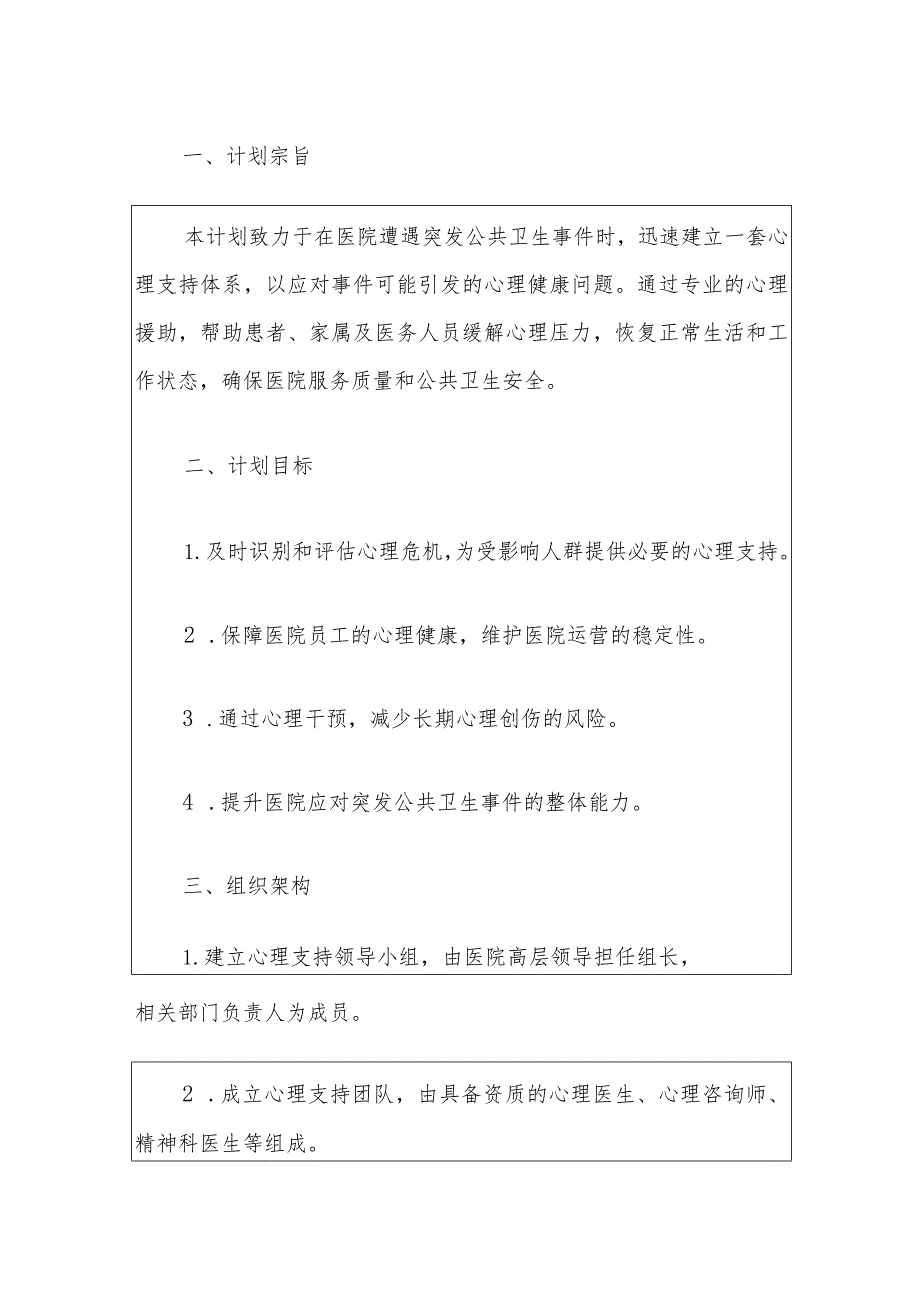 人民医院应对突发公共卫生事件心理支持方案（最新版）.docx_第2页