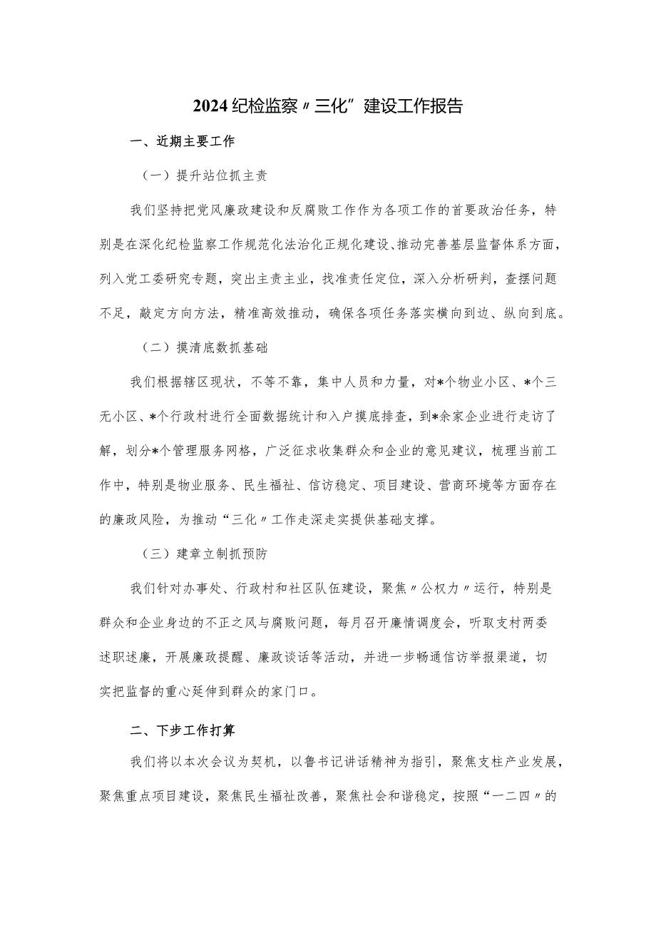 2024纪检监察“三化”建设工作报告.docx_第1页