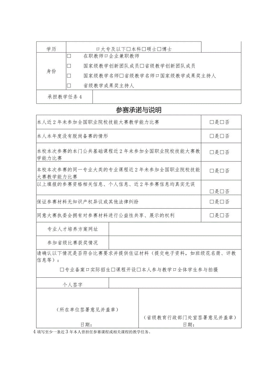 2024年安徽省中等职业学校教育教学技能竞赛参赛报名表.docx_第2页