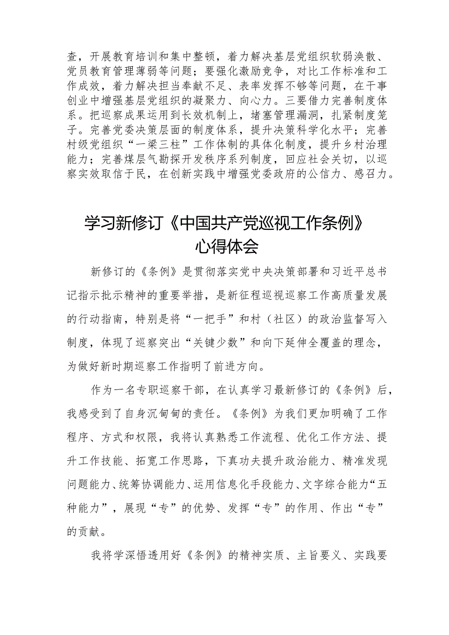 九篇关于2024年新修订《中国共产党巡视工作条例》的心得体会.docx_第3页