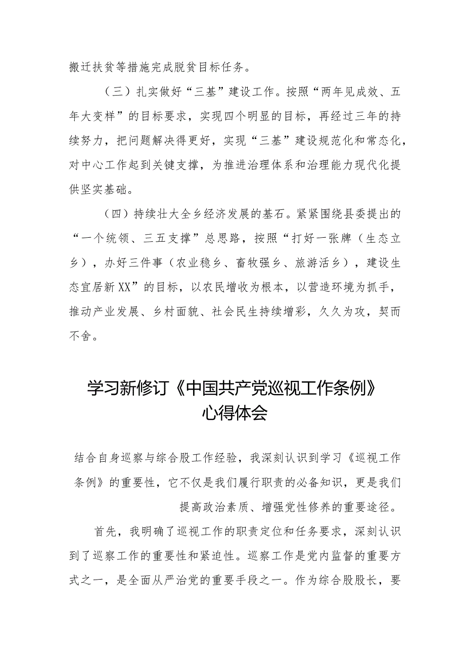 镇长书记学习2024新修订《中国共产党巡视工作条例》心得体会11篇.docx_第3页