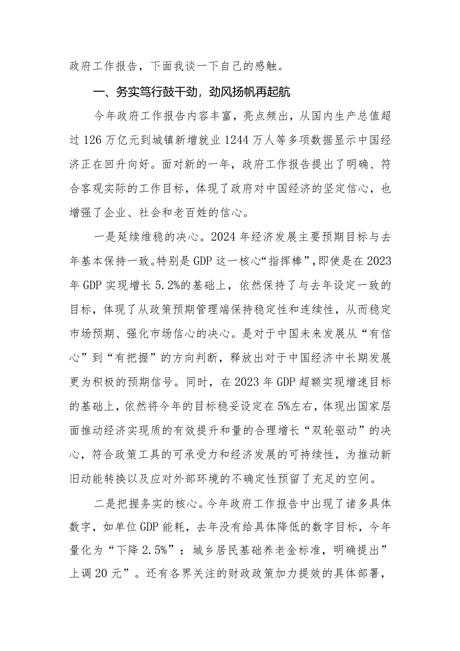 党员干部学习2024年政府工作报告研讨发言（心得体会）.docx_第2页