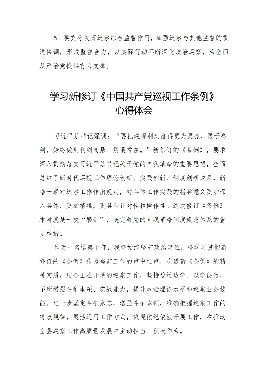 2024学习新修改的《中国共产党巡视工作条例》的心得体会11篇.docx_第2页