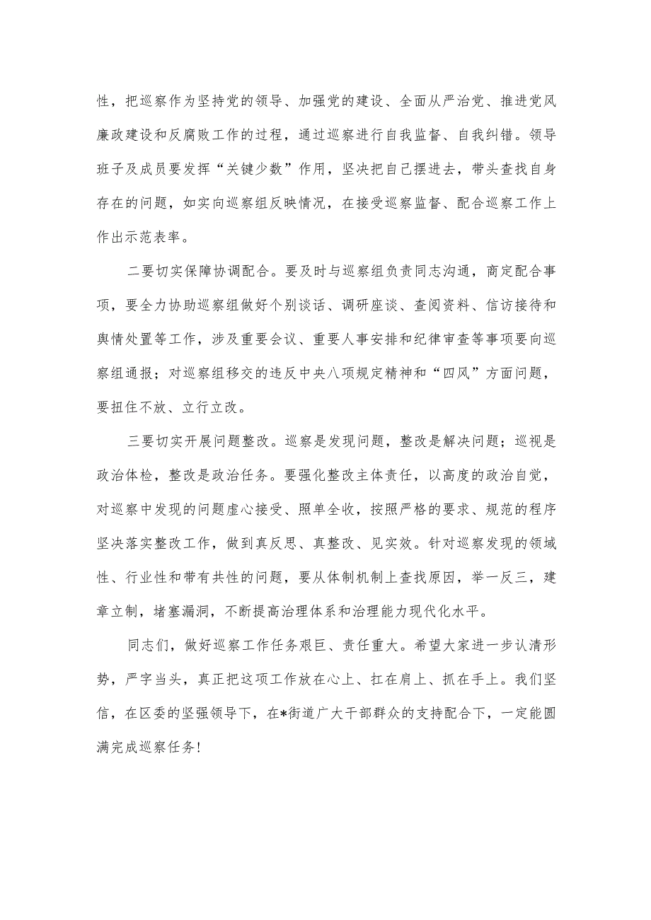 在区委巡察组巡察街道党工委工作动员会上的发言.docx_第3页