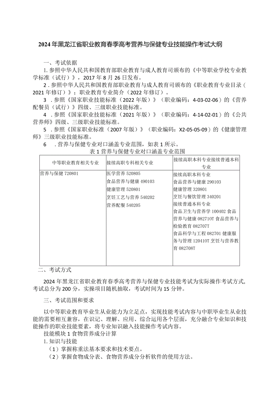 72-3营养与保健专业技能操作考试大纲.docx_第1页