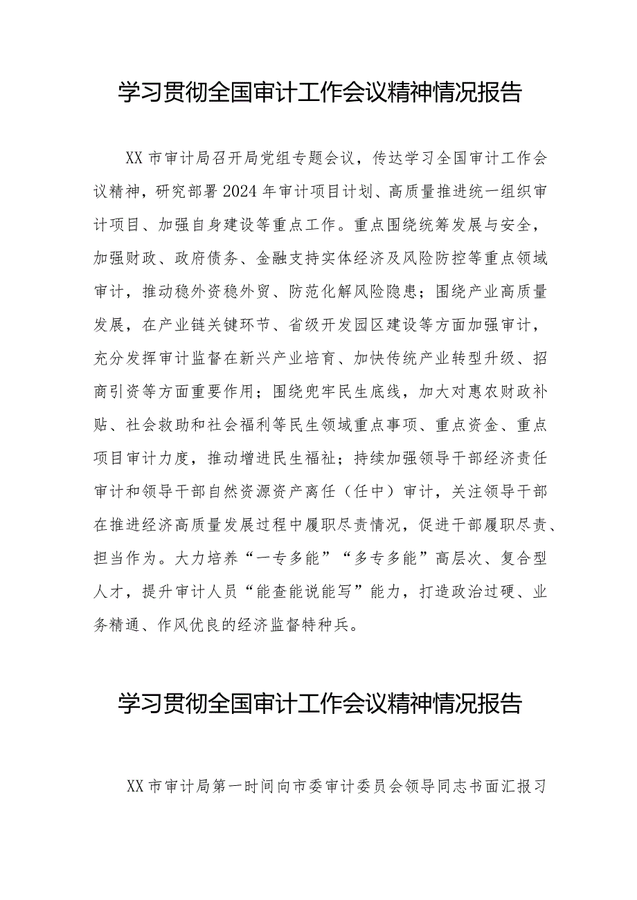 2024年学习贯彻全国审计工作会议精神的情况汇报十五篇.docx_第3页