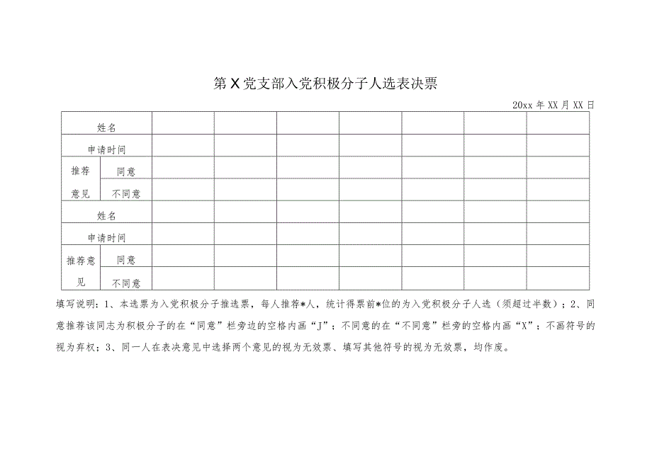 附件1：党支部入党积极分子人选表决票.docx_第1页