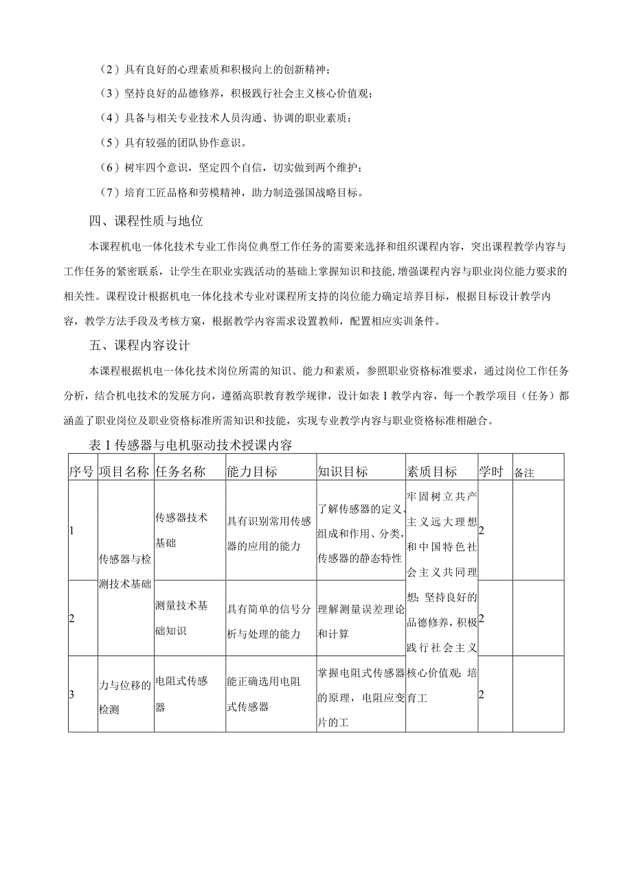 《传感器与电机驱动技术》课程标准.docx_第2页