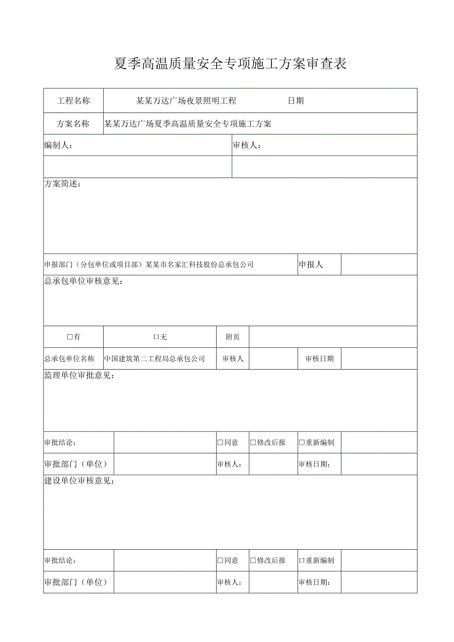 专项施工方案报审夏季高温质量安全专项施工方案模板.docx_第2页