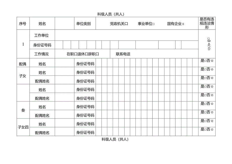 公务人员配偶子女信息登记表 科级（主管副主管）.docx_第2页