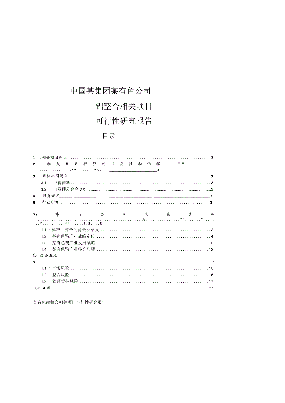 X有色钨整合项目可行性研究报告－战略部分.docx_第1页