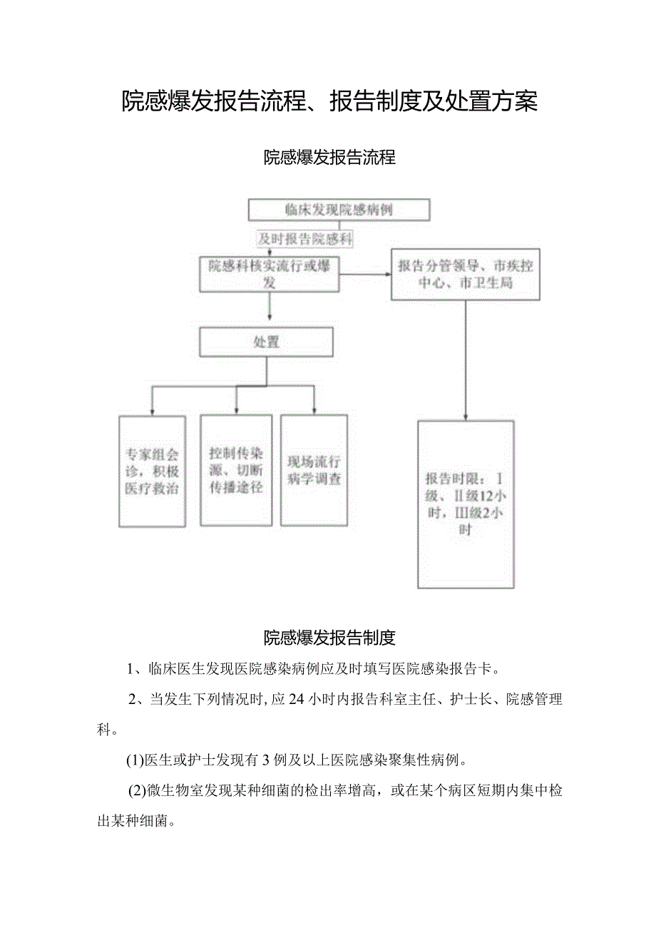 院感爆发报告流程、报告制度及处置方案.docx_第1页