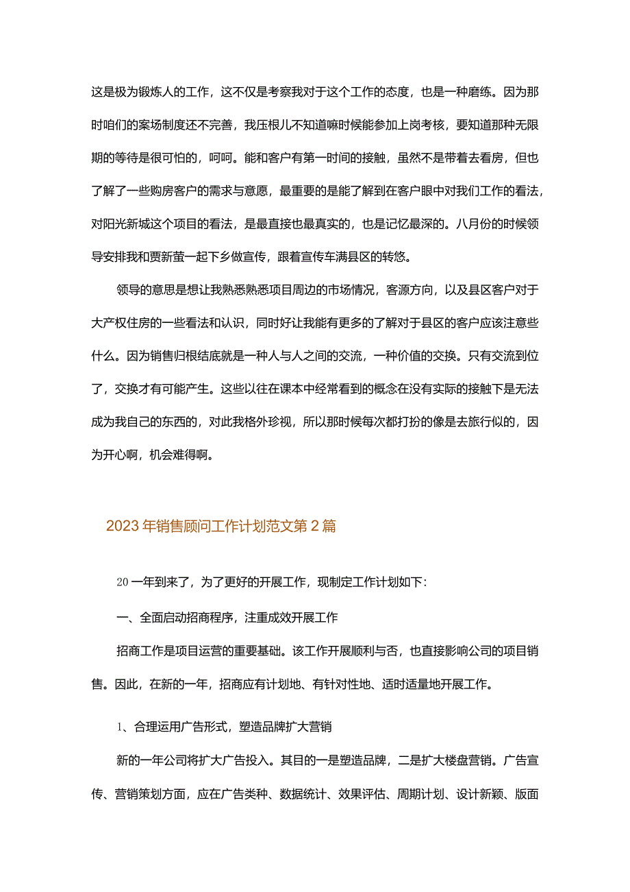 2023年销售顾问工作计划范文.docx_第2页