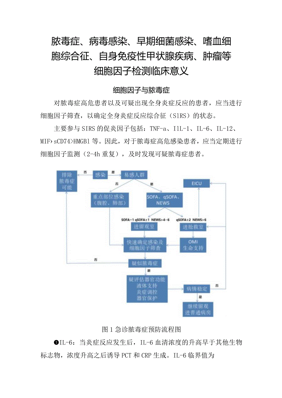 脓毒症、病毒感染、早期细菌感染、嗜血细胞综合征、自身免疫性甲状腺疾病、肿瘤等细胞因子检测临床意义脓毒症、病毒感染、早期细菌感染、.docx_第1页