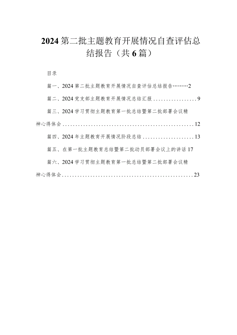 第二批专题开展情况自查评估总结报告六篇(最新精选).docx_第1页