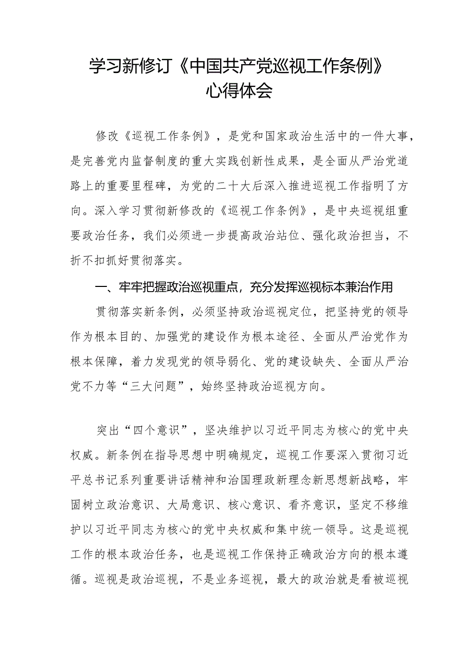 学习新修订中国共产党巡视工作条例(2024版)心得体会(五篇).docx_第3页