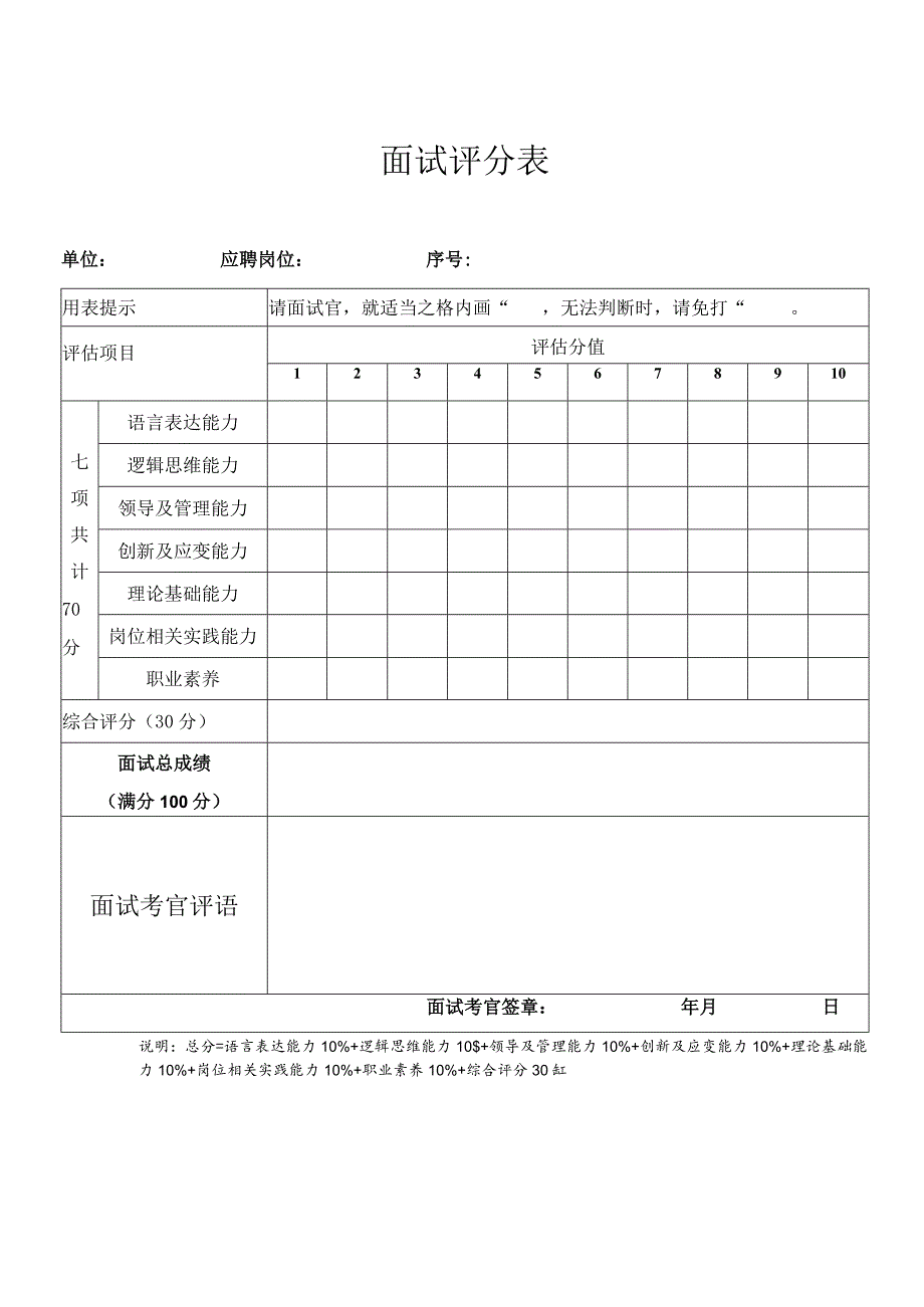 面试评分表格.docx_第1页