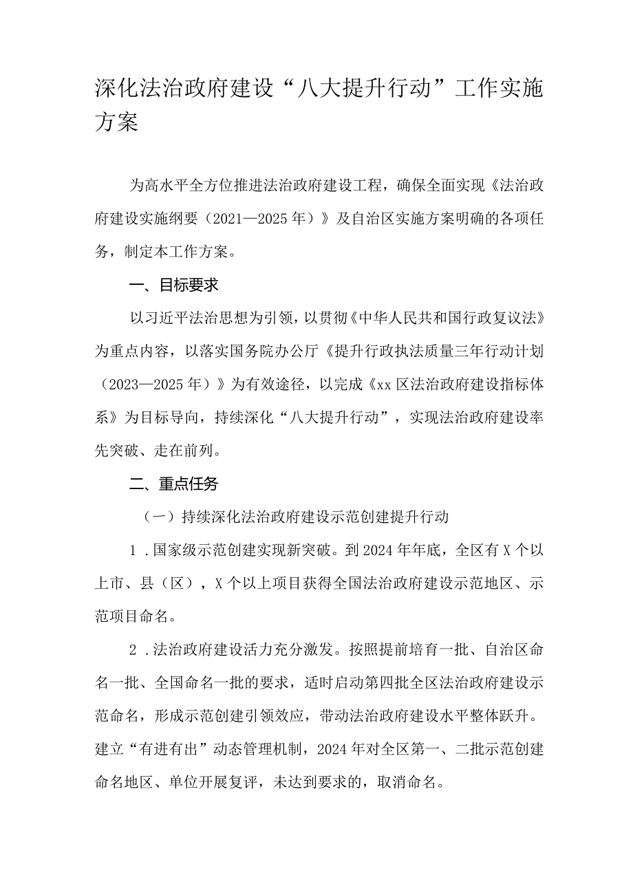 深化法治政府建设“八大提升行动”工作实施方案.docx_第1页