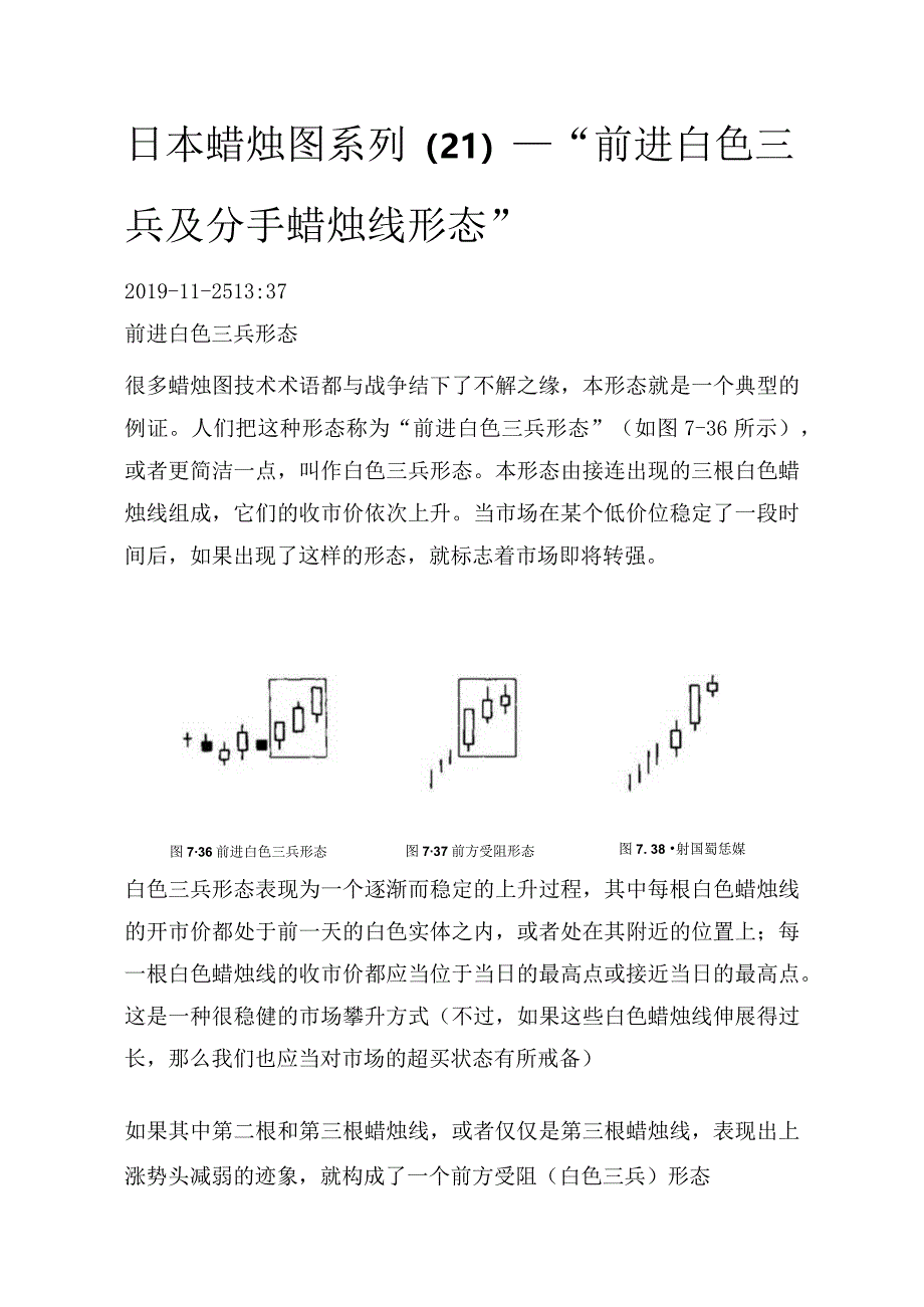 日本蜡烛图系列（21）—“前进白色三兵及分手蜡烛线形态”.docx_第1页