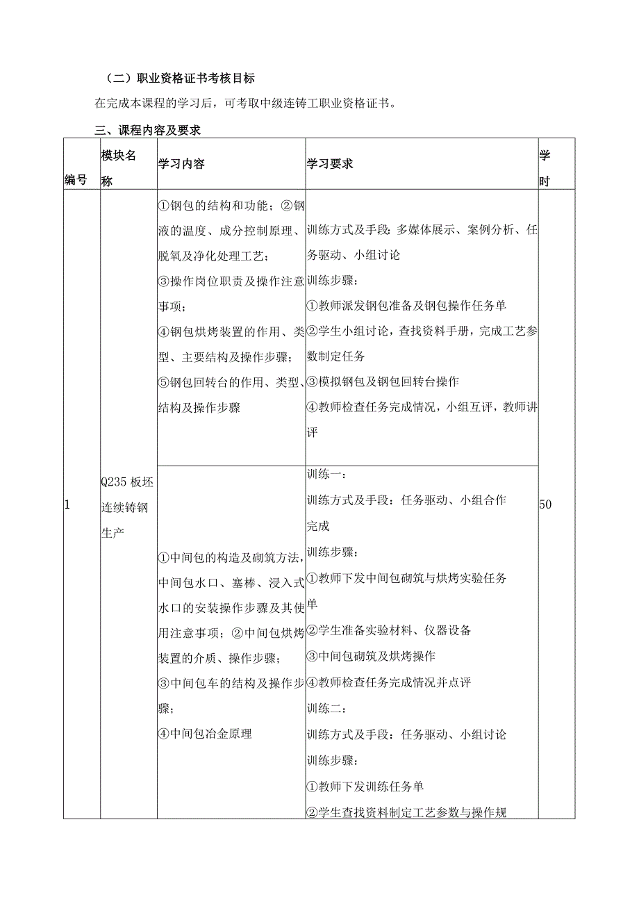 《连续铸钢生产》课程标准.docx_第2页