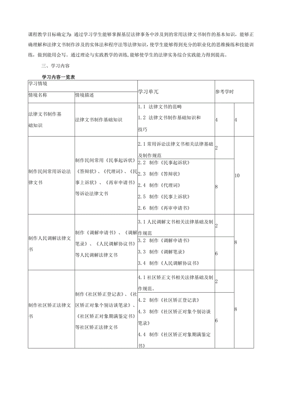 《法律文书制作》课程标准.docx_第2页