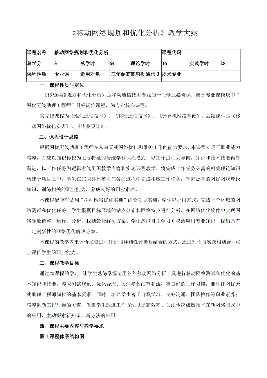 《移动网络规划和优化分析》教学大纲.docx_第1页