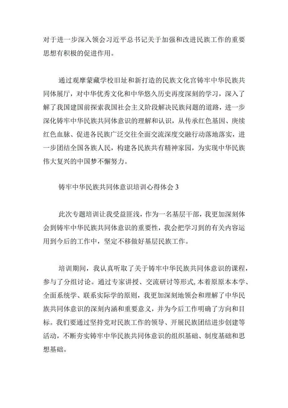 铸牢中华民族共同体意识培训心得体会5篇（精彩范文）.docx_第3页