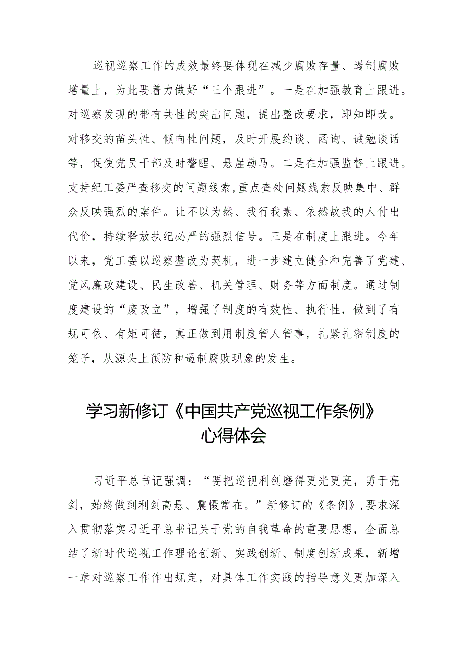 街道社区干部学习2024新修订《中国共产党巡视工作条例》的心得体会(五篇).docx_第3页