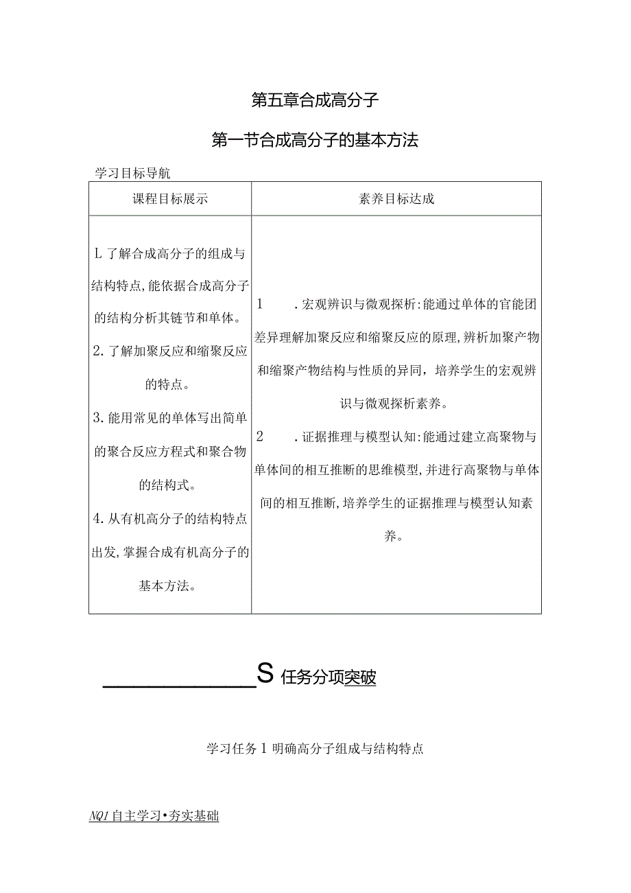 2023-2024学年人教版新教材选择性必修三 第五章第一节 合成高分子的基本方法 学案 (5).docx_第1页