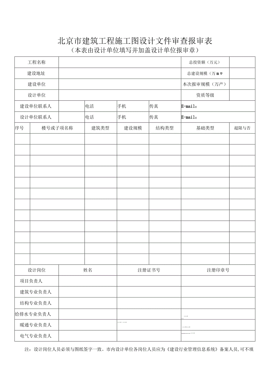 2 北京市建筑工程施工图设计文件审查报审表.docx_第1页