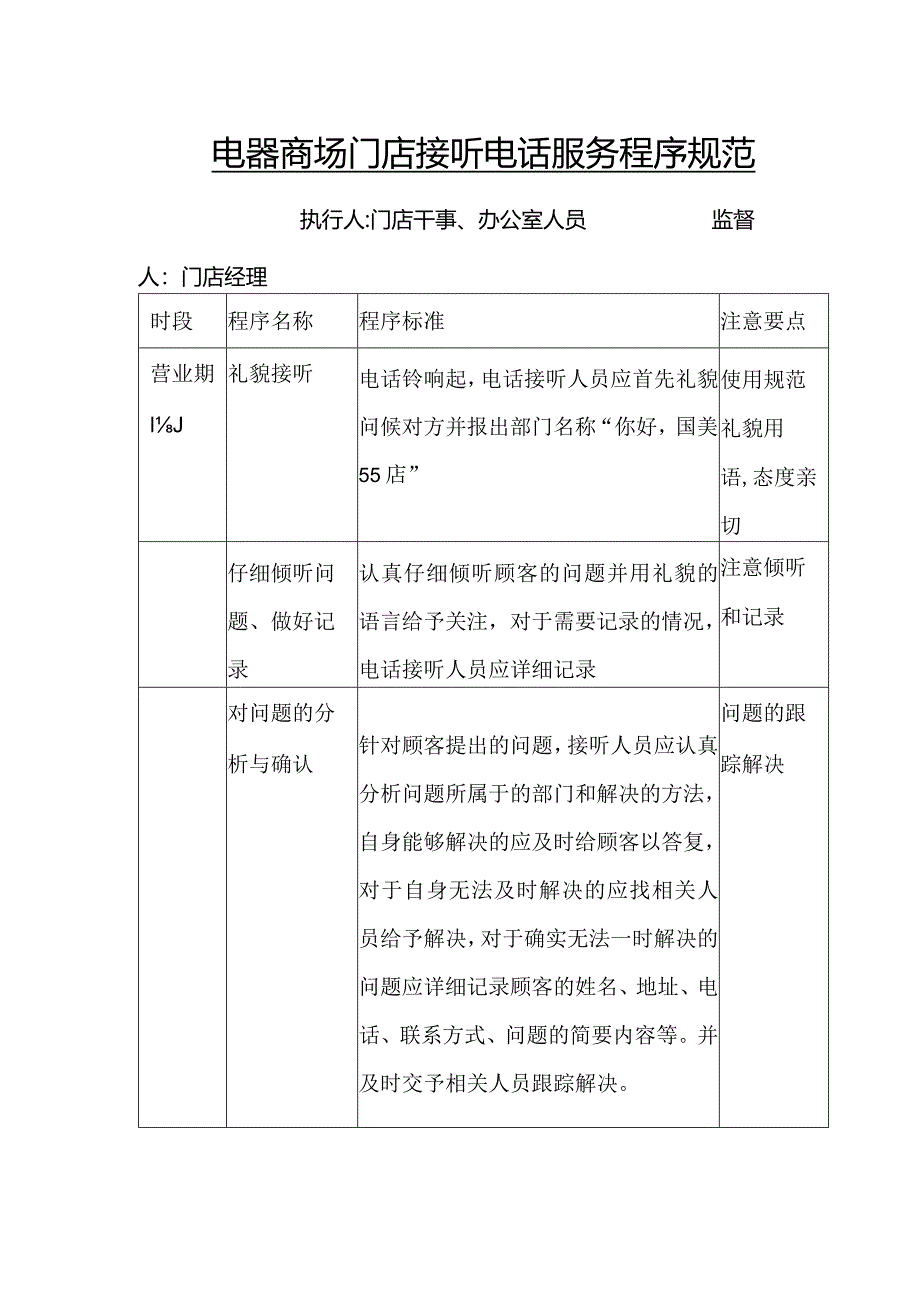 电器商场门店接听电话服务程序规范.docx_第1页