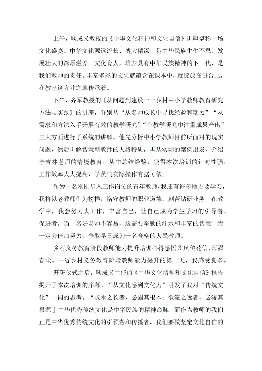 乡村义务教育阶段教师能力提升培训心得体会感悟10篇.docx_第3页