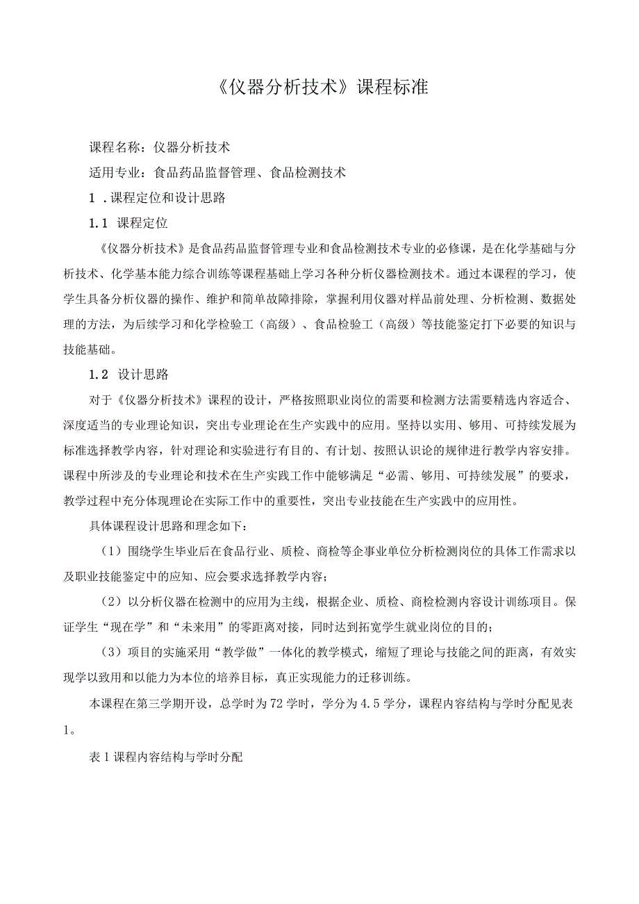 《仪器分析技术》课程标准.docx_第1页