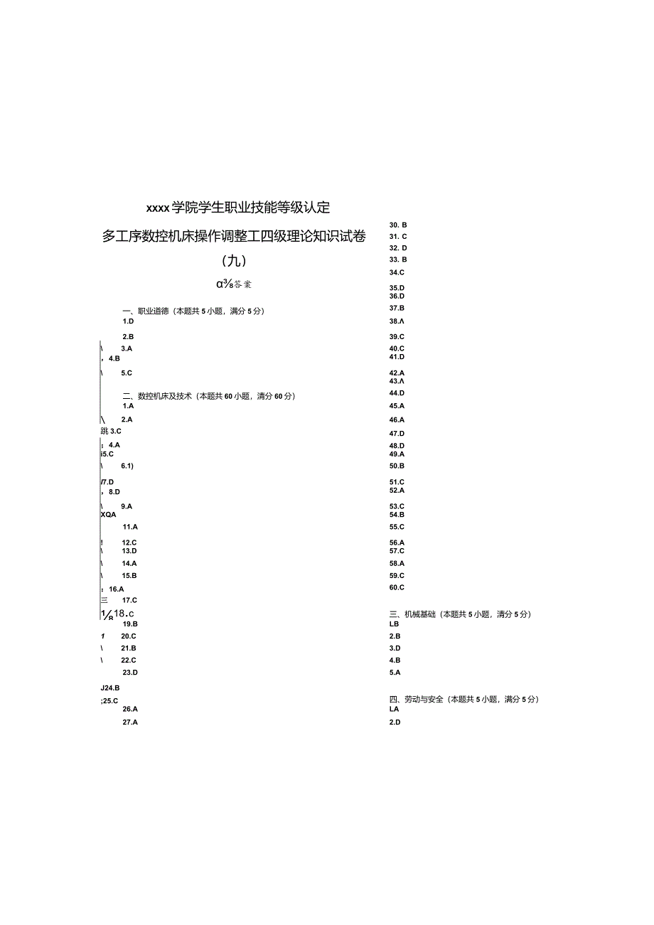 多工序数控机床操作调整工四级理论知识参考答案（九）公开课教案教学设计课件资料.docx_第2页