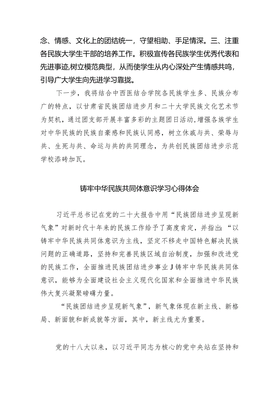 关于学习《铸牢中华民族共同体意识,推进新时代党的民族工作高质量发展》研讨发言材料9篇供参考.docx_第2页