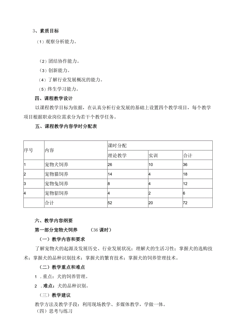 《宠物饲养》课程标准.docx_第2页