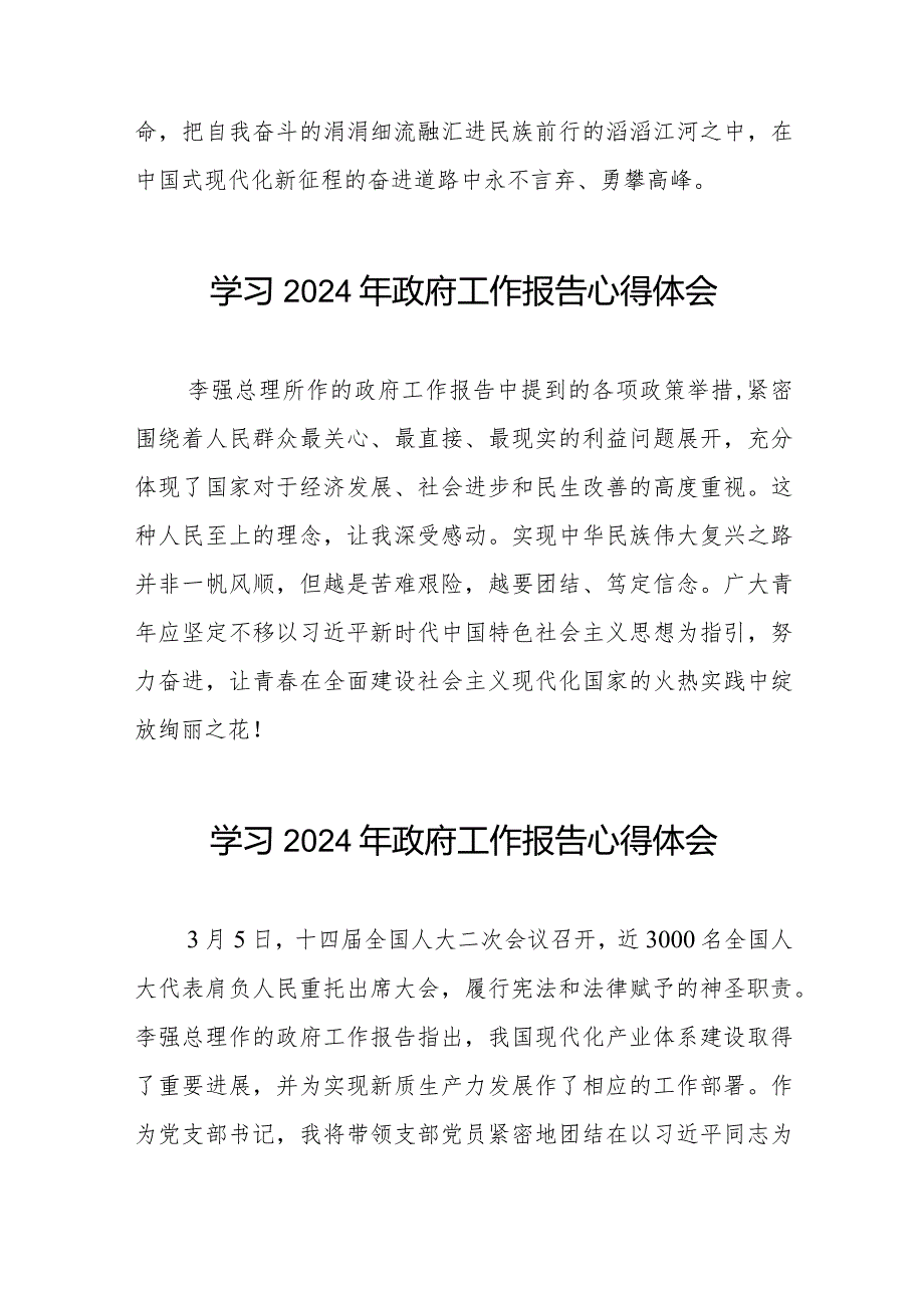 青年党员2024两会政府工作报告的学习心得体会二十篇.docx_第2页